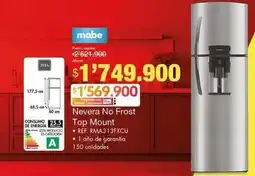 Metro Mabe - nevera no frost top mount rma313fxcu oferta
