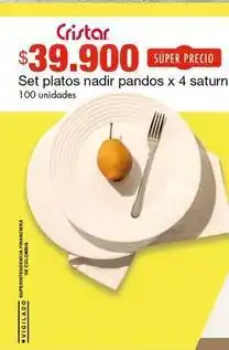 Metro Cristar - set platos nadir pandos saturno oferta