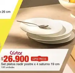 Metro Cristar - set platos nadir postre saturno oferta