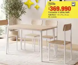 Metro M+ design - comedor 4 sillas belk nat/bco oferta