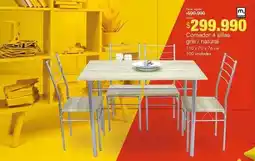 Metro M+ design - comedor 4 sillas gris/natural oferta