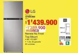 Metro Lg - nevera no frost top mount vt22bpy oferta
