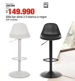Metro M+ design - silla bar alma 2.0 blanca o negra oferta