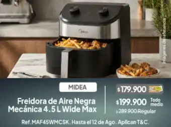 Max - freidora de aire negra mecánica 4.5 l wide ref. maf45wmck