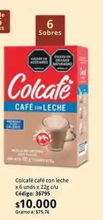 Colcafe - colcafé café con leche x 6 unds x 22g c/u