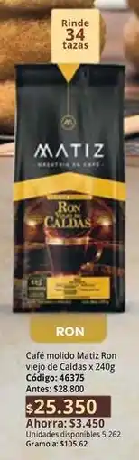 Nova Venta Matiz - café molido ron viejo de caldas x 240g código: 46375 oferta