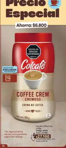 Nova Venta Especial - coffee crem cremoso crema no lactea oferta