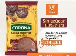 Nova Venta Corona - cocoa superior 100% pura x 230g oferta