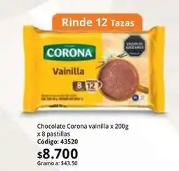 Nova Venta Corona - chocolate vainilla x 200g x 8 pastillas oferta