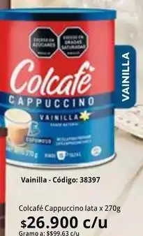 Nova Venta Colcafe - cappuccino vainilla - c uevo: 38397 oferta