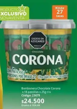 Nova Venta Corona - bombonera chocolate x 18 pastillas oferta