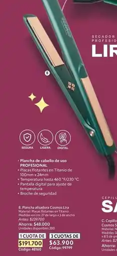 Nova Venta Segura - plancha alisadora cosmos lite oferta