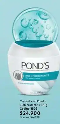 Nova Venta Pond's - crema facial biohidratante x100g código: 1502 oferta