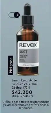 Nova Venta Piel - serum revox ácido salicílico 2% x 30ml código: 47211 oferta