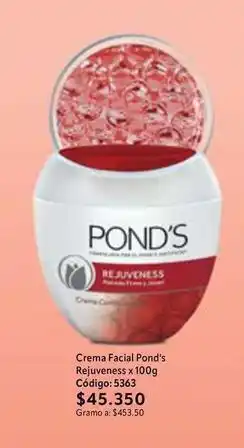 Nova Venta Pond's - crema facial rejuveness x 100g código: 5363 oferta