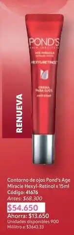 Nova Venta Pond's - contorno de ojos age miracle hexyl-retinol x 15ml código: 41676 oferta