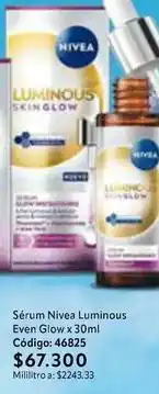 Nova Venta Nivea - sérum luminous even glow x 30ml código: 46825 oferta