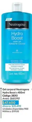 Nova Venta Neutrogena - gel corporal hydro boost x 400ml oferta