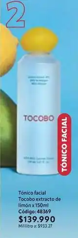 Nova Venta Tónico facial tocobo extracto de limón oferta
