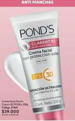 Nova Venta Pond's - clarant b3 crema facial con protección solar fps 30 oferta