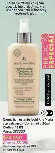 Nova Venta Ana maría - crema humectante facial con colágeno y bio retinol x 120ml código: 46535 oferta