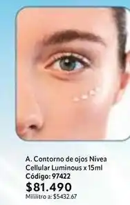 Nova Venta Nivea - contorno de ojos cellular luminous x 15ml código: 97422 oferta