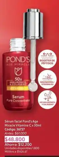 Nova Venta Pond's - sérum facial age miracle vitamina c x 30ml código: 36727 oferta