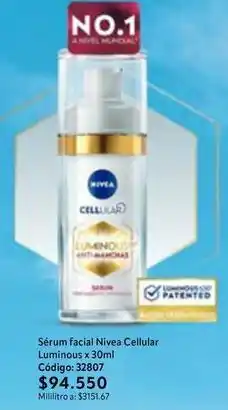 Nova Venta Nivea - sérum facial luminous anti-manchas oferta