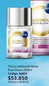 Nova Venta Nivea - tónico exfoliante even glow x 100ml código: 46824 oferta