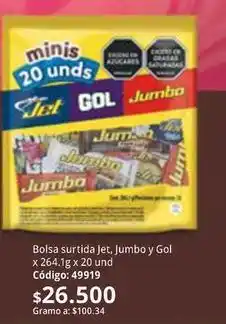 Nova Venta Jet - bolsa surtida , jumbo y gol x 264.1g x 20 und oferta