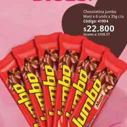 Nova Venta Jumbo - chocolatina mani x 6 unds x 35g c/u código: 41904 oferta