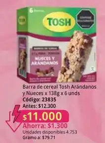 Nova Venta Tosh - barra de cereal arándanos y nueces oferta