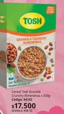 Nova Venta Tosh - granola crunchy almendras x 300g oferta