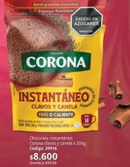 Nova Venta Corona - chocolate instantáneo clavos y canela oferta