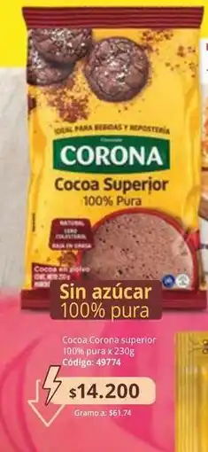 Nova Venta Corona - cocoa superior 100% pura x 230g oferta