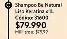 Nova Venta Keratina - shampoo be natural liso x 1l código: 31600 oferta