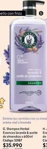 Nova Venta Herbal essences - shampoo lavanda & aceite de almendras x 600ml oferta