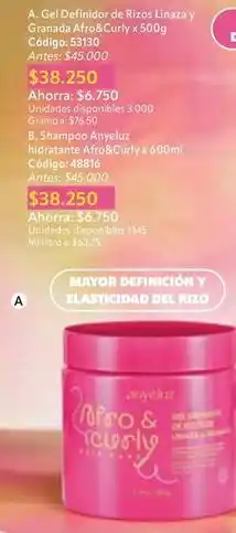 Nova Venta A. gel definidor de rizos linaza y granada afro&curly x 500g oferta