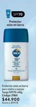 Nova Venta Solar - protector solar en barra tanga spf70 x 45g c uevo: 37861 oferta
