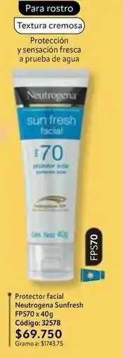 Nova Venta Neutrogena - protector facial sunfresh fps70 x 40g oferta