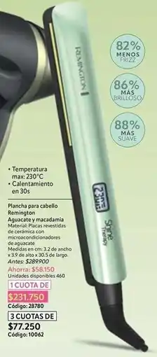 Nova Venta Remington - plancha para cabello aguacate y macadamia oferta