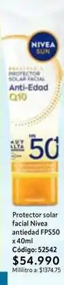 Nova Venta Nivea - protector solar facial anti-edad q10 fps50 x40ml c uevo: 52542 oferta