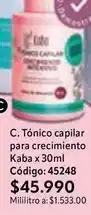 Nova Venta Tónico capilar para crecimiento kaba x 30ml código: 45248 oferta