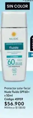 Nova Venta Nude - protector solar facial fluido spf60+ x 50ml c uevo: 45959 oferta