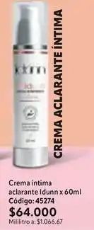 Nova Venta Crema íntima aclarante idunn x 60ml código: 45274 oferta