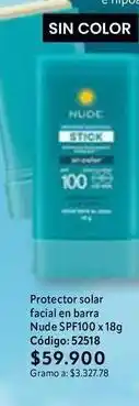 Nova Venta Nude - protector solar facial en barra spf100 x 18g c uevo: 52518 oferta