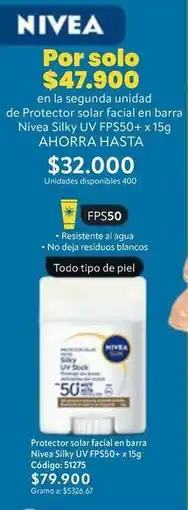 Nova Venta Nivea - protector solar facial en barra silky uv fps50+ x 15g oferta
