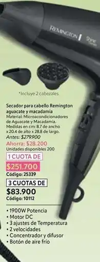 Nova Venta Remington - secador para cabello con microacondicionadores de aguacate y macadamia oferta