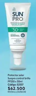 Nova Venta Sun - protector solar pro control brillo fps50 x 50ml c uevo: 52537 oferta