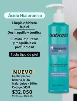 Nova Venta Babaria - gel limpiador ácido hialurónico x200ml código: 51511 oferta